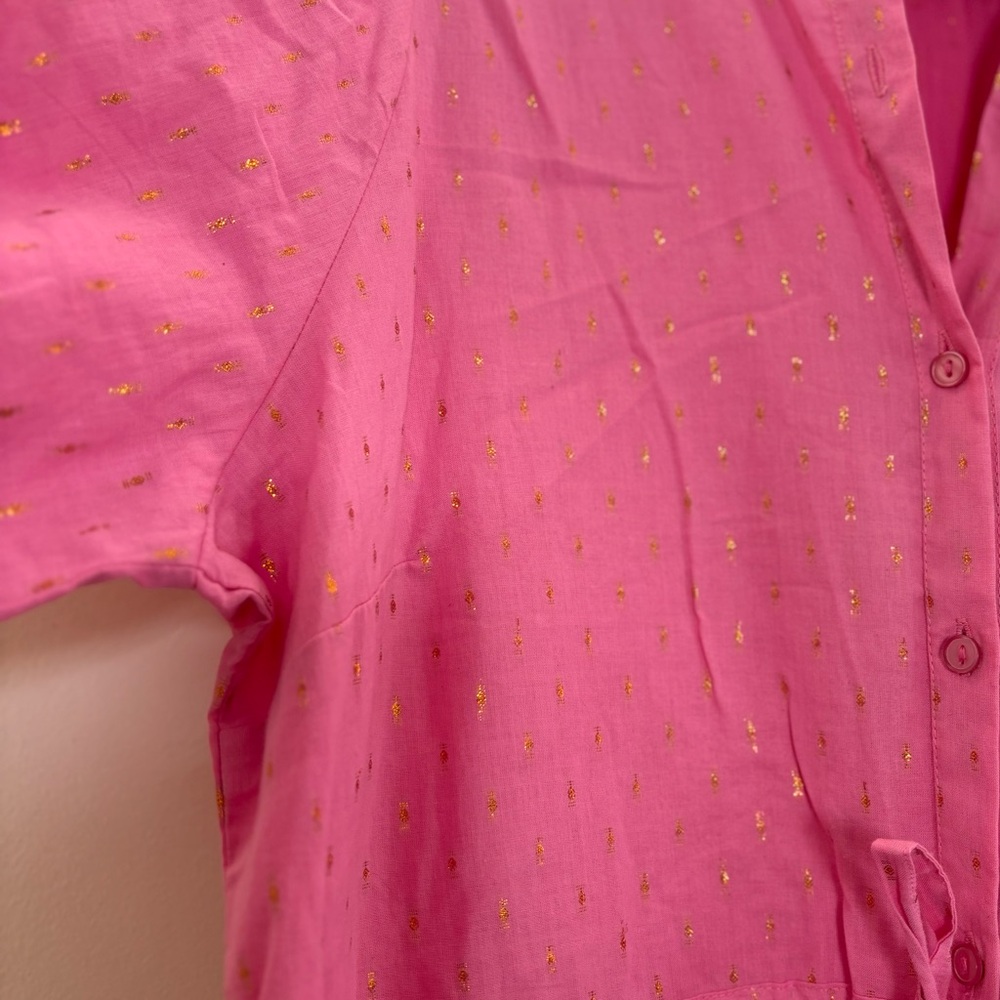 NWOT Emerson Fry India Collection Lucy Dress Pink Gold Lurex | Size L | Like New - Picture 6 of 9